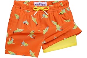 maamgic Boys Swim Trunks with Compression Liner Toddler Stretch Swim Shorts