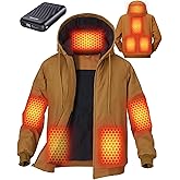 GOTOBI Graphene Heated Jackets for Men with 12V 18400mAh Battery Pack, Uniform Warm Canvas Hooded Coat for Winter Outdoor
