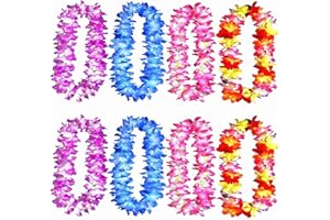 YANSANIDO 8 Pcs Thicken 41 Inch Hawaiian Leis, 4 Color Lei for Graduation Party, Dance Party, Photo Prop in Outdoors (8 Pcs 4 Color)