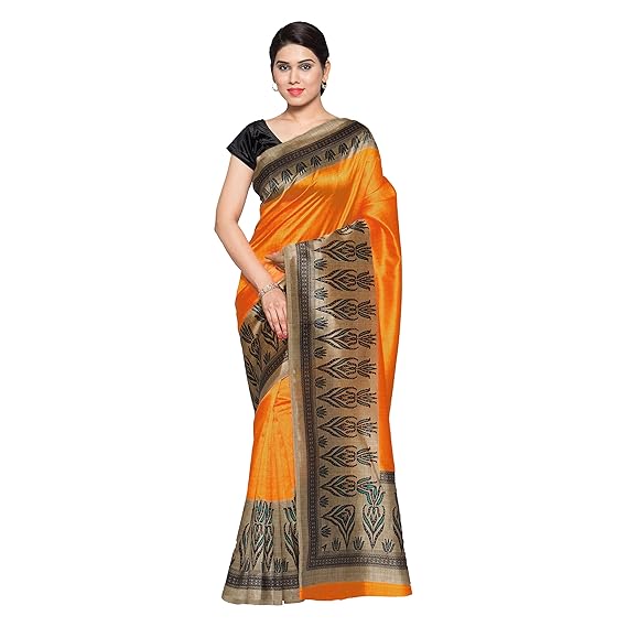 Oomph! Womens Art Silk Saree with Blouse Piece