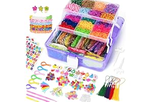 DEHVIHS Rubber Band Bracelet Kit 40 Colors, 18000+ Rubber Loom Bands Kit with 3 Layer Container, Rubber Loom Kit for Bracelet Necklace Art DIY Craft （Purple Case）