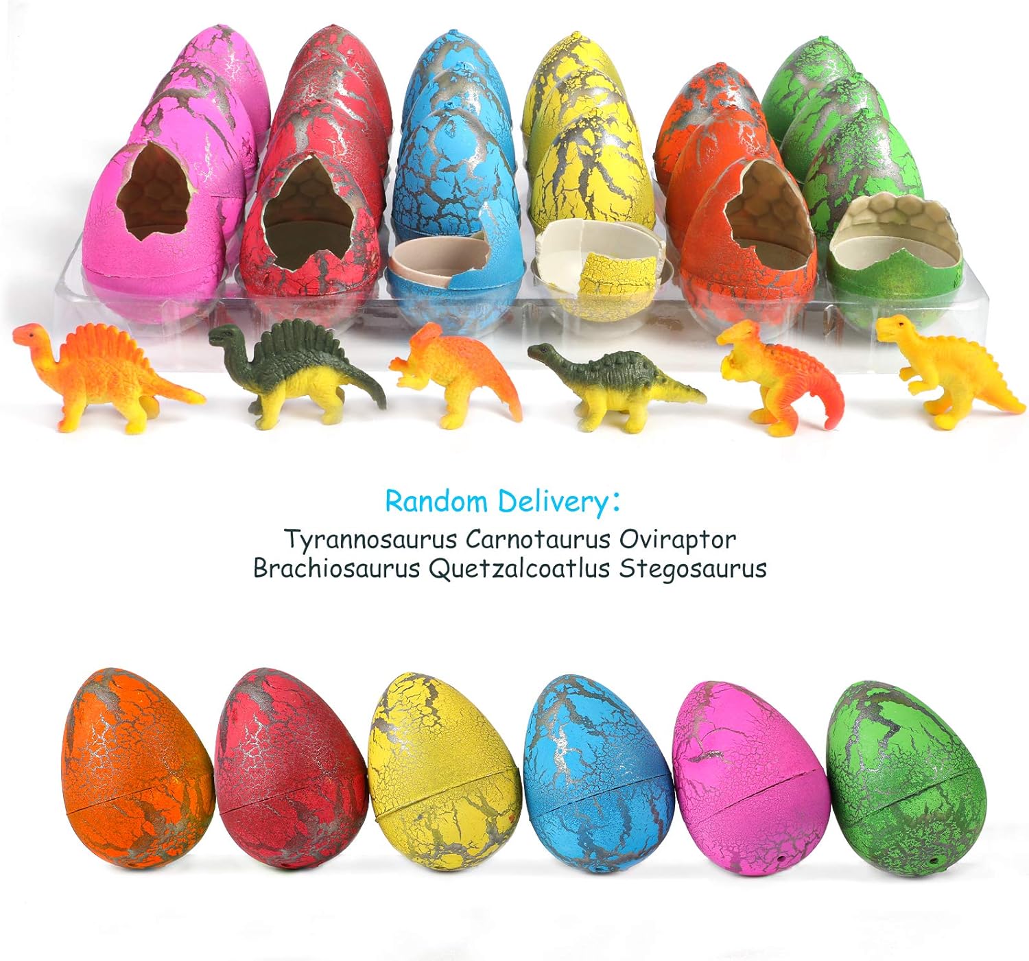 24 Pieces Large Hatching Dinosaur Eggs Toy Growing Pet Huge Dinosaur Egg in Water Easter Hunt Eggs Gifts for Boys and Girls Party Favor Supplies, Colorful Crack: Toys & Games