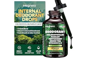 MEGNETA Chlorophyll Liquid Drops – Body Deodorizing Supplement for Women & Men – Detox, Energy & Skin Health Support– Vegan, Non-GMO, 2 Fl Oz
