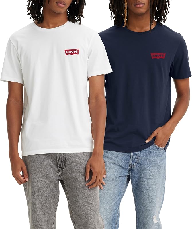 2-Pack Crewneck Graphic Tee, Camiseta, Hombre, Chesthit White/Dress Blues, L