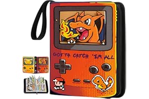 EACARD 4 Pocket Card Binder Cards Holder, Waterproof Trading Binders Fits 400 Cards Collection Albums with 50 Removable Sleeves, Portable Card Games Display Storage Cases