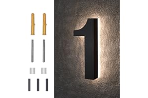 MIDIT 5 Inch Backlit LED House Numbers, Waterproof Stainless Steel, High Transparency Acrylic, LED Illuminated Home Address Number, Lighted House Numbers, Modern Address Numbers, 5 Inch Number 1