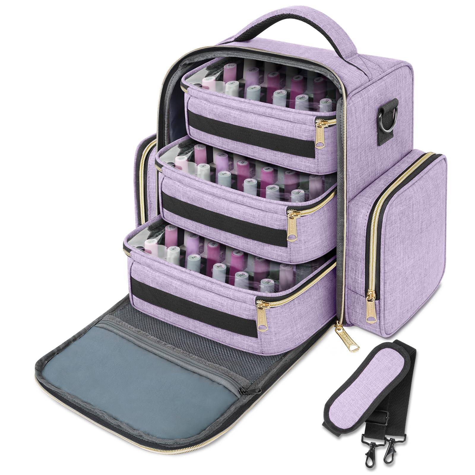 Photo 1 of YOREPEK Nail Polish Organizer Holds Up to 72 Bottles (15ml - 0.5 fl.oz) and Nail Lamp, Nail Polish Storage with 3 Removable Pouches & Multiple Storage Sections for Manicure Set, Gift for Manicurist