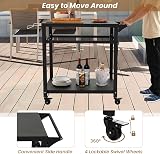 TANGZON Outdoor Grill Cart with 4 Lockable Wheels 108x50x88cm view 3