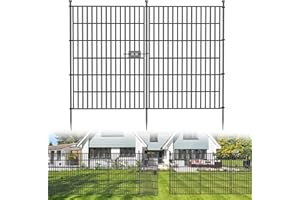 10 Panels No Dig Decorative Outdoor Garden Fence with Gate for Yard, 40 in(H) X 23.6 ft(L) Animal Barrier Fencing Rustproof M
