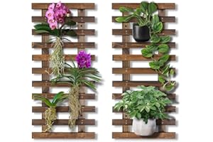 Mulctun 2 Pcs Wall Planters - 11.4"W x 23.62"H Wooden Wall Planters for Indoor Outdoor Plants,Hanging Wood Wall Trellis,Wall Mounted Plant Holder for Orchids,Succulent,Air Plants,Hanging Pots Display