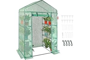 VEVOR Walk-in Green House, 55.5 x 29.3 x 80.7 inch, Portable Greenhouse with Shelves, High Strength PE Cover with Roll-up Zipper Door and Steel Frame, Set Up in Minutes, for Planting and Storage