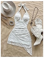 BEAUDRM Women's Floral Print Sleeveless Halter Deep