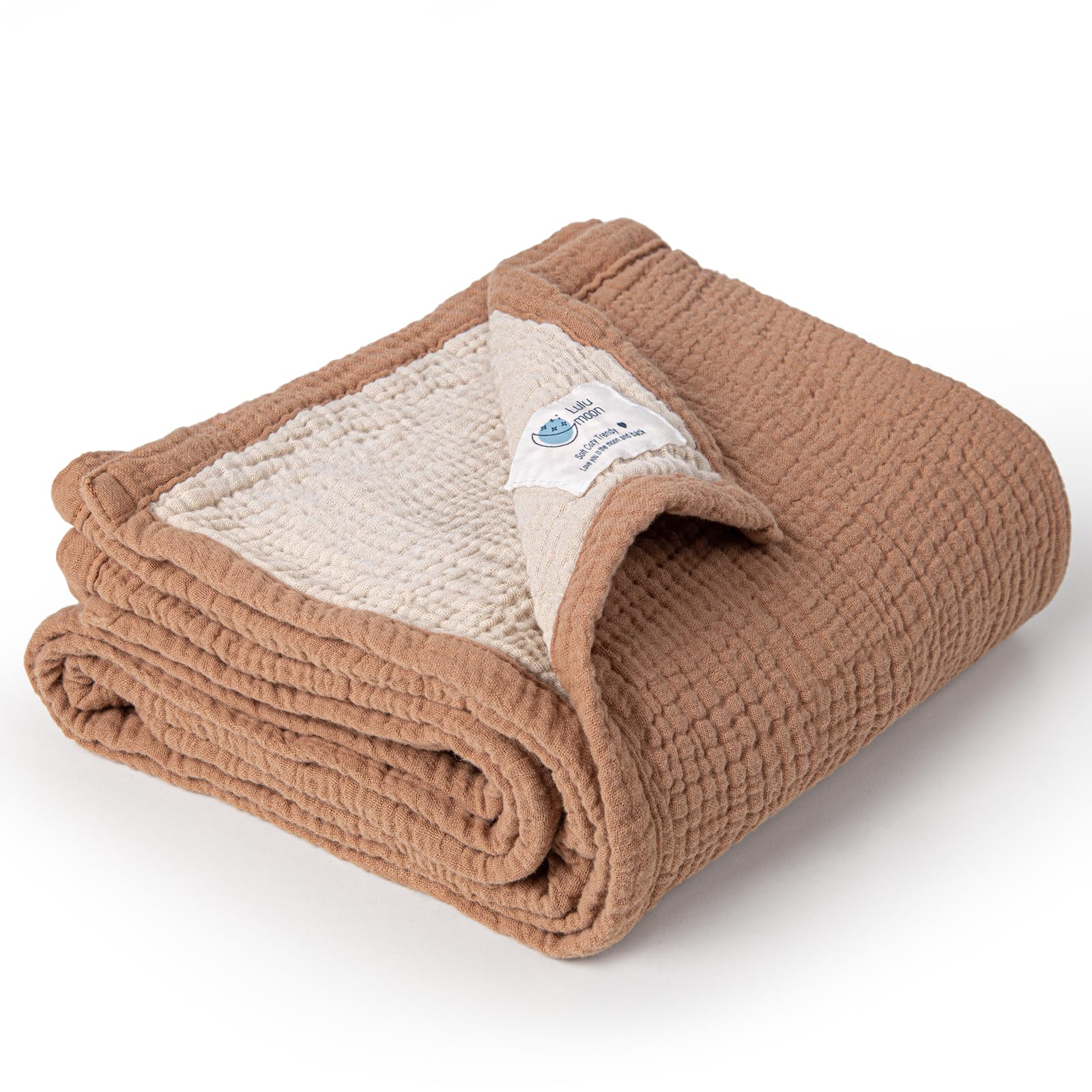 Photo 1 of lulumoon Baby Blanket for Newborns: Muslin Swaddle for Receiving Neutral - Crib Quilt for Travel Boy & Girls 30"x40"(Caramel)