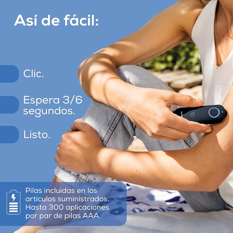 Dispositivo para picadas de insetos beurer br 90, para tratamento de picadas e picadas, alivia coceira e inchaço, sem produtos químicos, luz comutável para uso no escuro