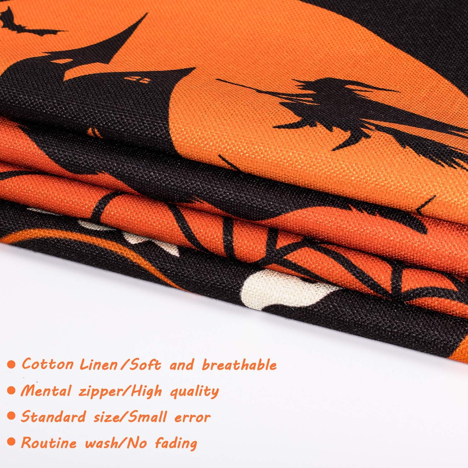 Whaline 4 Pieces Halloween Pillow Case, Orange and Black Pillow Cover, Happy Halloween Linen Sofa Bed Throw Cushion Cover Decoration (18" x 18"): Home & Kitchen