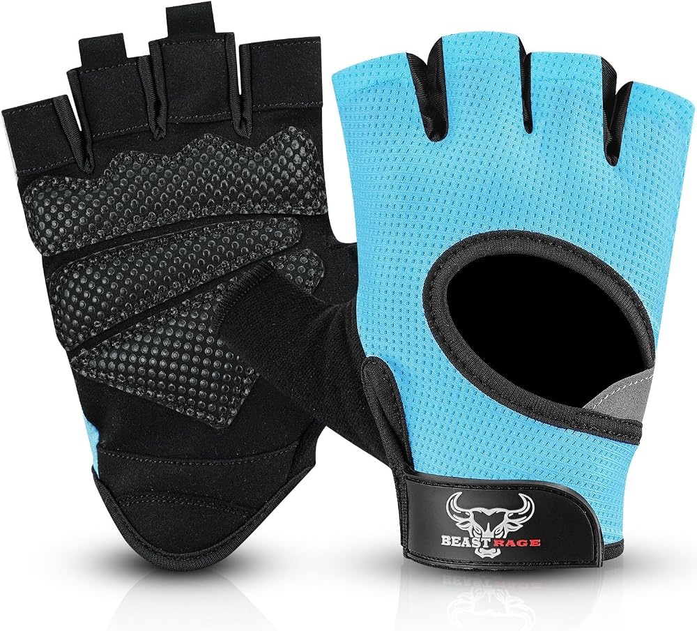 BEAST RAGE Weight Lifting Gloves Breathable Non-Slip Palm M AQUA