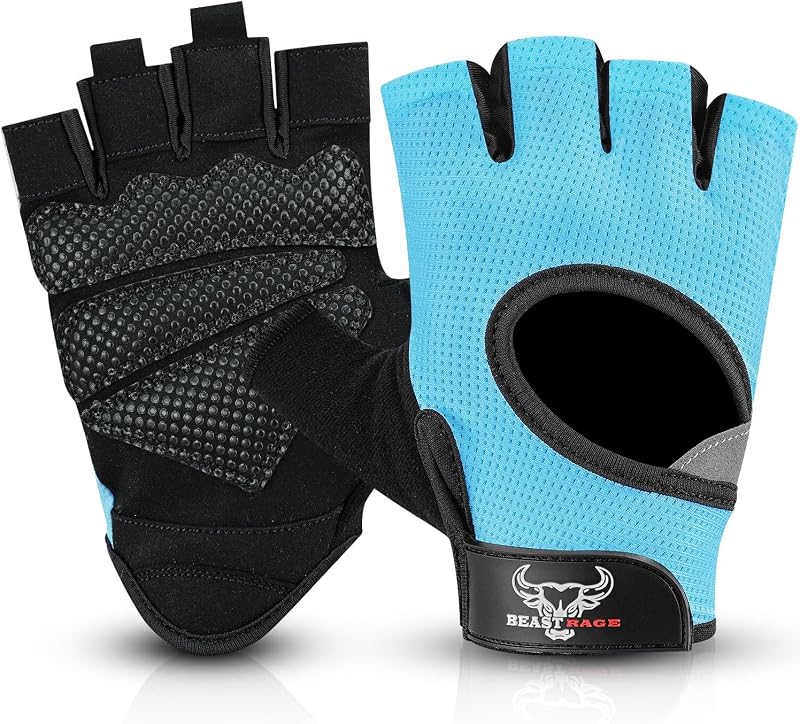 BEAST RAGE Weight Lifting Gloves Breathable Non-Slip Palm M AQUA