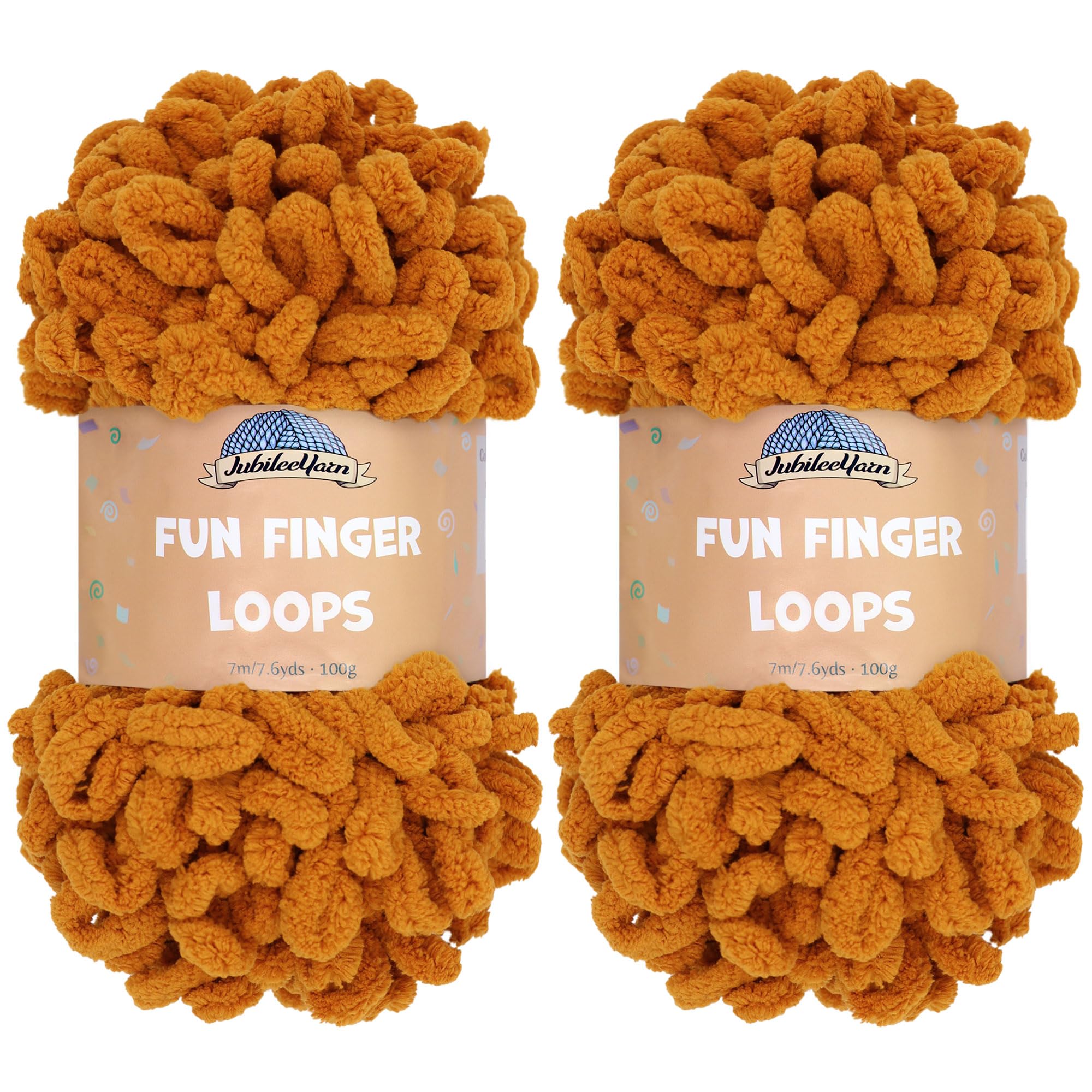 JubileeYarn Fun Finger Loops Yarn - Polyester Jumbo Weight Loop Yarn - 100g/Skein - Chocolatier - 2 Skeins