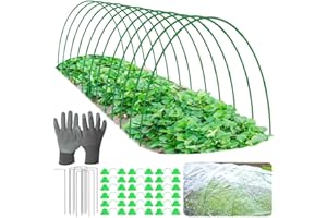 Emquito 60pcs Garden Hoops for Raised Beds, 12 Sets Thick Greenhouse Hoops for Garden Netting, Garden Hoops Grow Tunnel for Row Cover, Garden Bed Hoops, Flexible Fibreglass DIY Hoops for Outdoor Plant