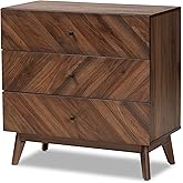 Baxton Studio Hartman Mid-Century Modern Walnut Brown Finished Wood 3-Drawer Storage Chest