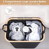 iEGrow 150L Large Laundry Basket with Lid and 2 Compartments Black view 3