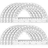 10 Pack 6 Inch Clear Plastic Protractor, 180&deg; Geometry Measuring Tool | Thickened PS, Dual-Scale, Measuring Both Angles and Lengths, Math Protractors Bulk for Classroom, School, Office