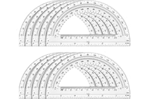 Hoiny 10 Pack Clear Protractor, 6 Inch Plastic Protractors, 180 Degrees Accurate Math Geometry Tools for School, Office, Classroom (Clear)