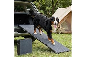 Veehoo Longest 79" & Widest 20" Dog Ramp for Car Truck SUV, Folding Dog Ramps with Non Slip Rug Surface for Large Dogs, Porta