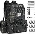 CVLIFE 60L Tactical Backpack for Men Women Military Large Army Rucksack With D-Ring Molle Clips Compass Accessories 3 Day Bug Out Survival Molle Bag Hiking Camping Gym Daypack Backpacks, Black CP