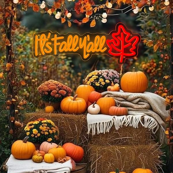 AOOWSDX 3 PCS THANKSGIVING DECORATIONS PUMPKIN MAPLE LEAF ACORN NEON LED LIGHTS, FALL LIGHTS WALL DECOR THANKSGIVING WINDOW LIGHT HALLOWEEN PARTY ROOM LAMP