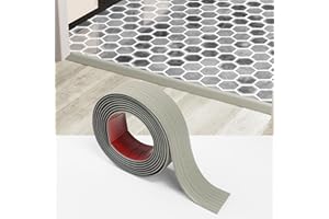 Greymond Floor Transition Strip - Self-Adhesive PVC Trim for Carpet to Flooring, Threshold Gap Cover (4ft x 1.97in, Beige Grey)