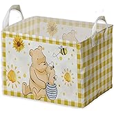 ZsaTuiy Winnie Nursery Decor, the Pooh Baby Stuff, Winnie Storage Nursery Basket, Large squarecanvas Laundry Hamper With A Waterproof PECoating, Foldable, Toys Bin, Baby Nursery HamperDecor, Yellow
