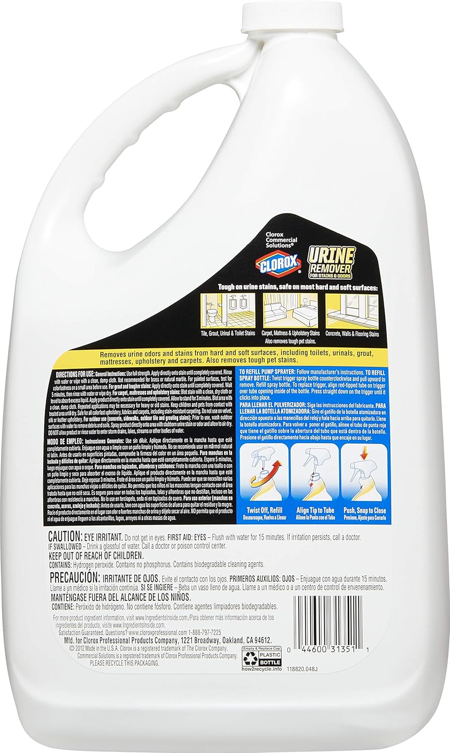 Clorox Commercial Solutions Urine Remover for Stains and Odors Refill, 128 Ounces (31351): Industrial & Scientific