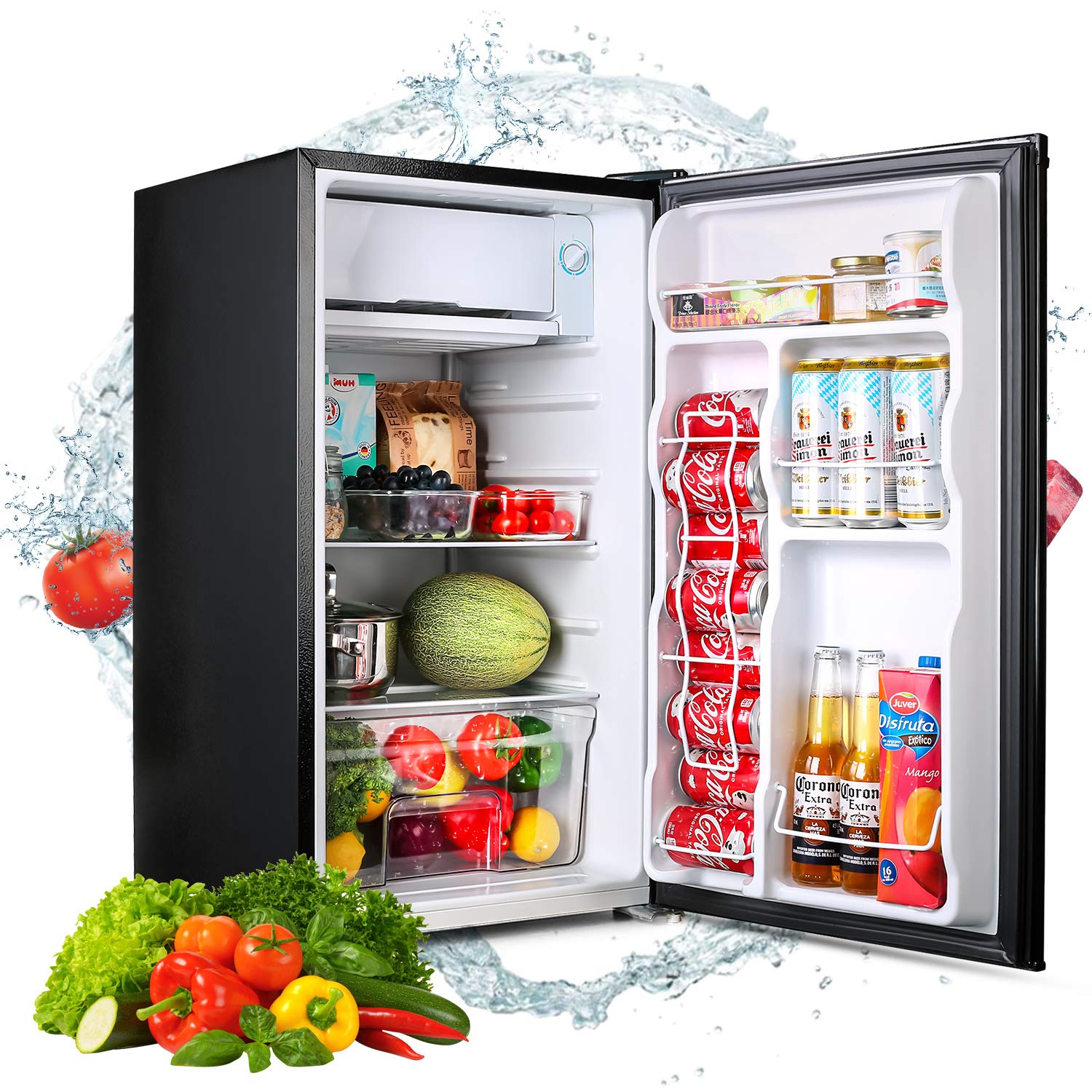DSF Compact Refrigerator, 3.2 Cu.Ft Mini Fridge with Freezer, Single Door, Energy Saving, Low Noise, Low-frost Mini Fridge for Bedroom, Office, RV or Dorm with Crisper Drawer, Silver - MVSFR321