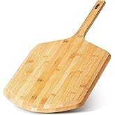 Pizza Peel 16 Inch, Natural Bamboo Pizza Board for Transferring &amp; Serving | 16&rdquo; Multi-Purpose Bamboo Pizza Cutting Board, Wood Pizza Spatula Paddle for Baking Homemade Cheese Bread Fruits Vegetables