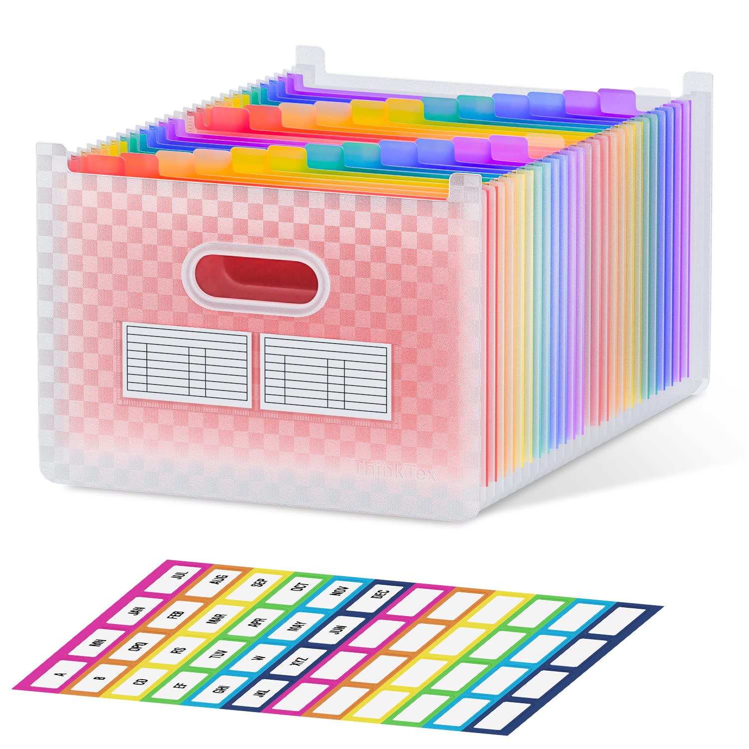 ThinkTex 26 Pockets Expanding File Folder, Upright & Open Top, A-Z Colorful Tabs, Larger Capacity Accordion‌ Folder, Teacher Supplies - Pink — image 1