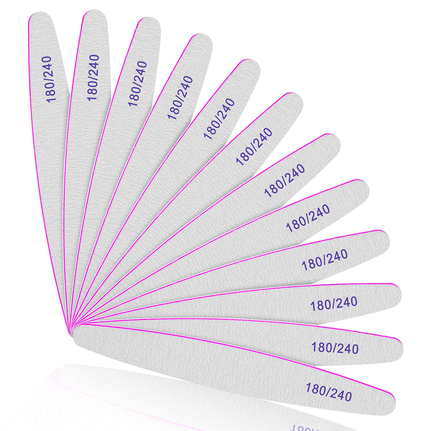 Nail Files For Natural Nails, 12pcs Pack Nail File 100/180/240 Grit Double Sided Emery Boards For Nails Washable Coarse Nail Files Professional Manicure Pedicure Tools Korean Material