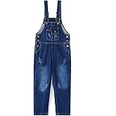 KIDSCOOL SPACE Baby Little Snap Leg/Crotch Mettal Buttons Reipped Denim Overalls