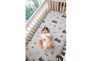 The BookTales Harry Wizard Nursery Crib Set – Fitted Crib Sheet & Pillowcase, Magical Baby Bedding for Fantasy-Themed Nursery