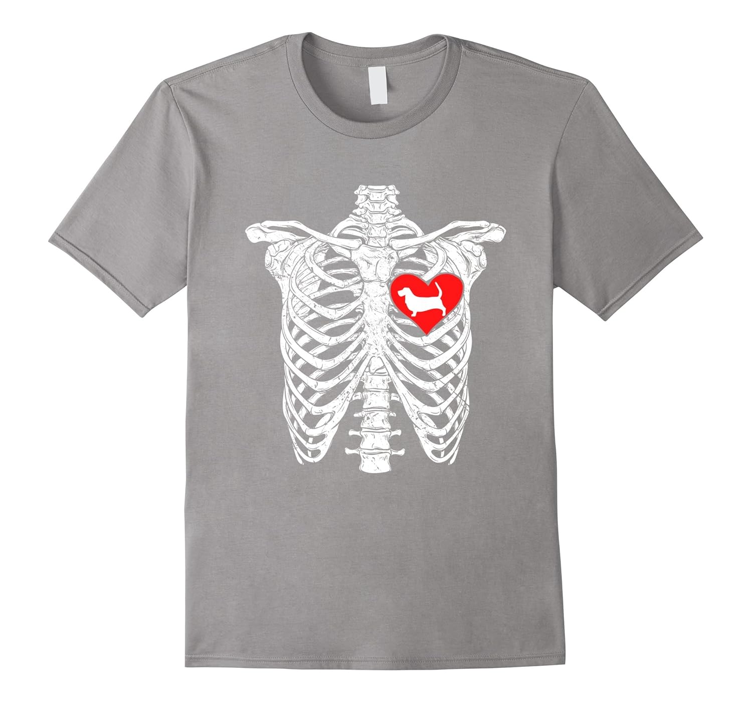 Skeleton Rib Cage Basset Hound Heart Dog Lover T-Shirt-Art – Artvinatee