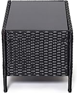 EVRE Black Rattan Garden Furniture Set 4 Seater with Cushions Glass Table view 5