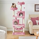 Yaheetech 158cm Multi-Level Cat Tree Tower Pink with Scratching Posts Condos view 3