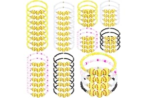 yesaior 48pcs Sports Charm Bracelets, Soccer Basketball Softball Player Gifts Beaded Ball Adjustable Bracelets Jewelry Sports Gifts Supplies for Teen Adults