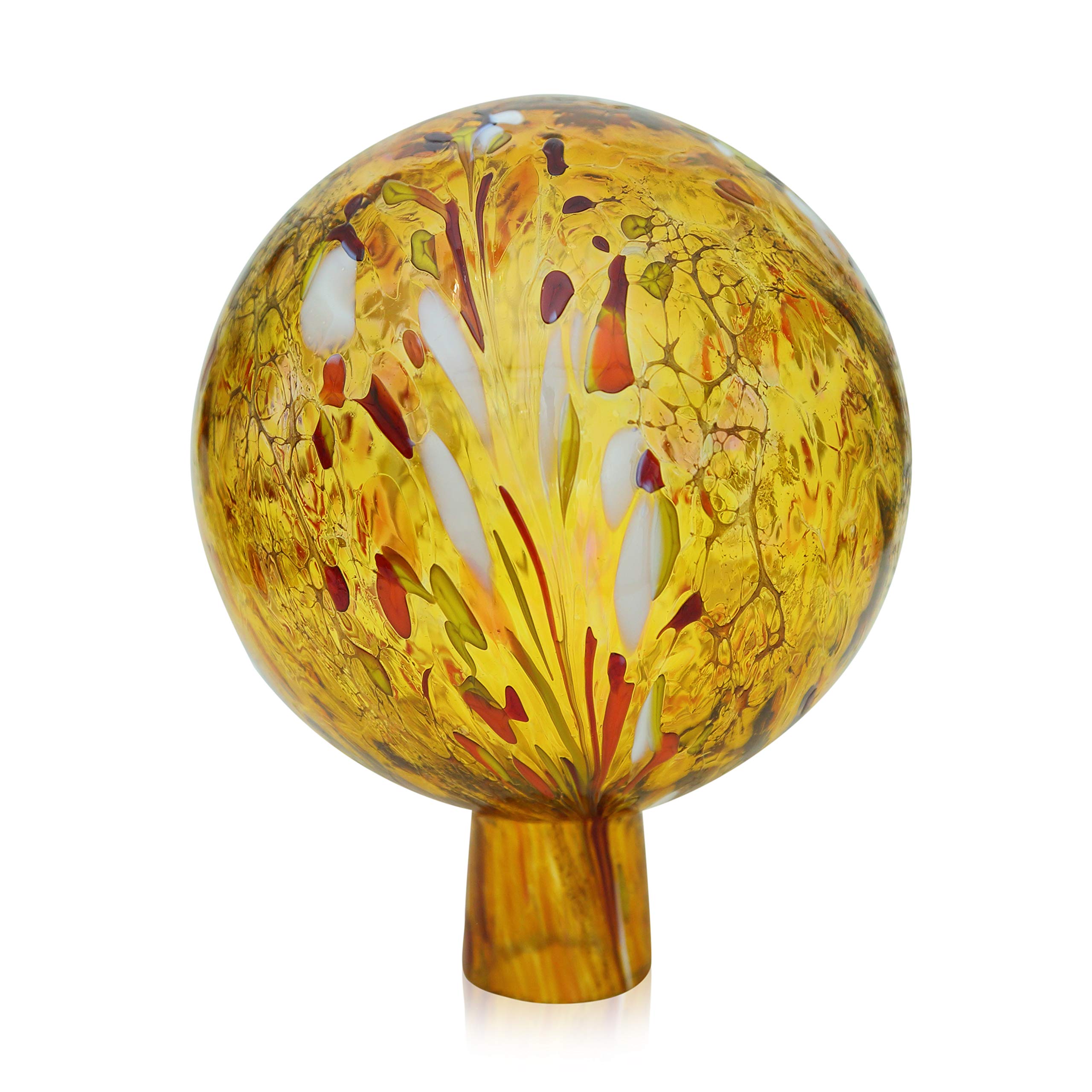 Lauschaer Glas Garden Ball Rose Ball with Granules Gold Height 15 cm Diameter 12 cm Hand-Blown Hand Shaped