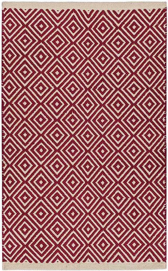 RED Diamond Weave Cotton Handloom Rug Handmade In India