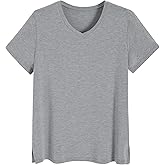 Latuza Women's Viscose Sleep T-Shirt V-Neck Pajamas Top