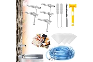 OSCORNA Maple Syrup Tree Tapping Kit with 5 Stainless Steel Maple Tap Spiles and Hooks, 20ft Food Grade Tubing, 3 Filters, Maple Birch Walnut Sugaring Starter Supplies Collection Gift for Experts or Beginners
