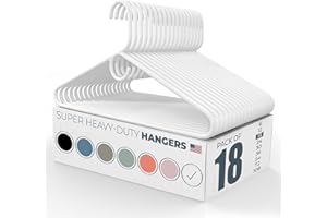 Neaties Super Heavy Duty Clothes Hangers 18 Pack – Made in The USA - 10lb Capacity, Thick Plastic Hangers for Pants, Coats, Jackets, Jeans and Adult Clothing – White