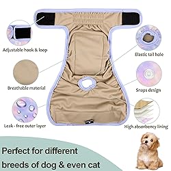 Grecle 3 Pack Female Dog Diapers - Reusable Diapers
