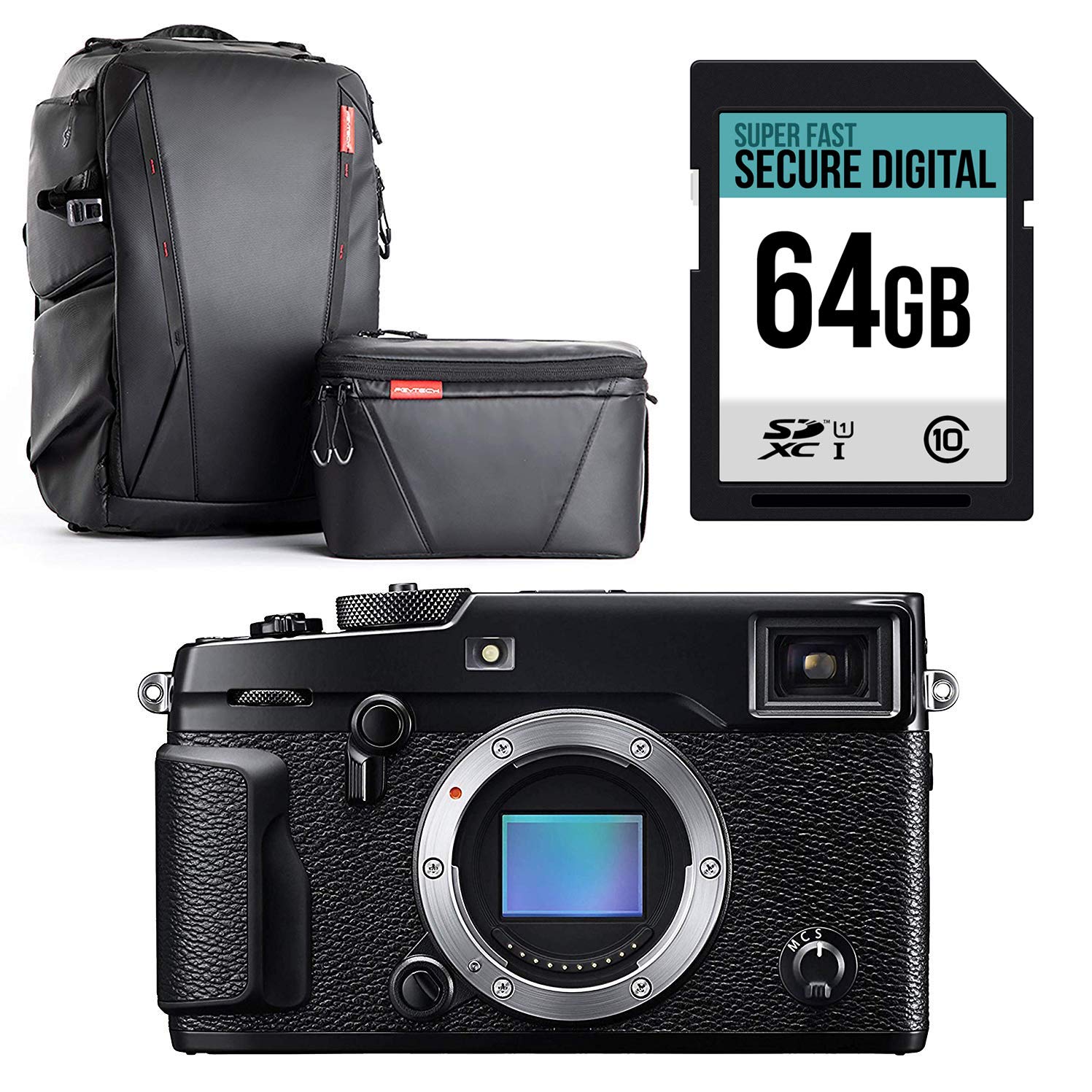 Fujifilm X-Pro2 Body with Pro Weatherproof Camera, Gimbal and Drone Backpack and High Speed 64GB Memory card bundle